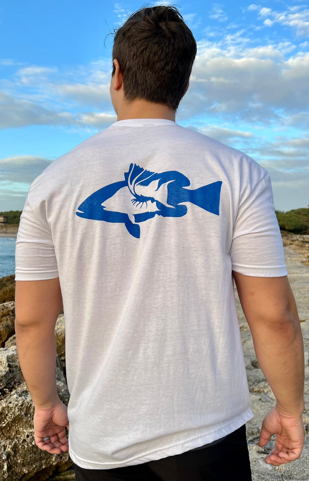 White Aruba with Blue Diver Design